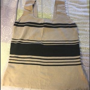100% Cotton Tank. Black and beige stripe